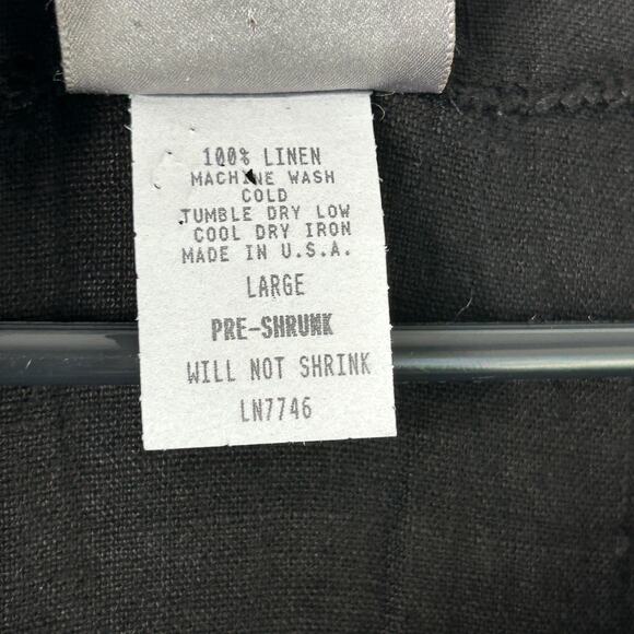 C.C. Collection Linen Button Up Shirt Jacket Black Long Sleeve Pockets Size L - Picture 5 of 7